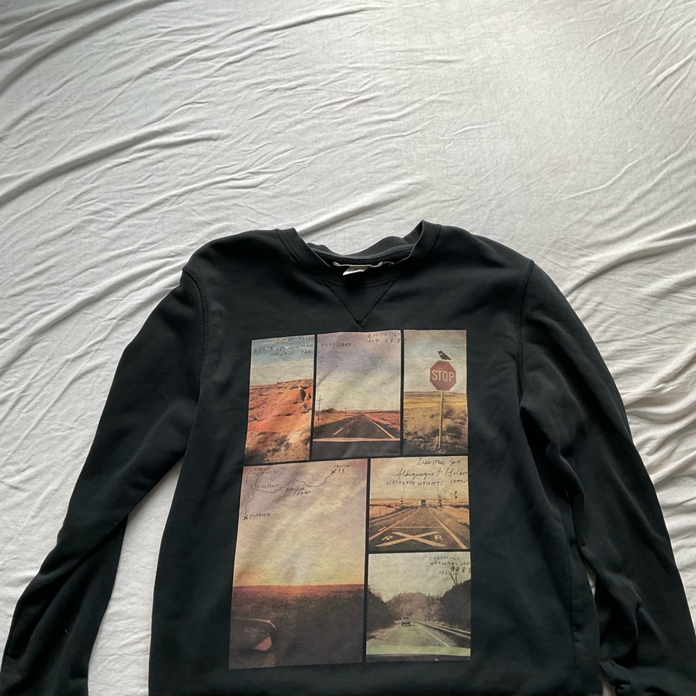 H&M Black Graphic Sweatshirt with Stop Sign Design